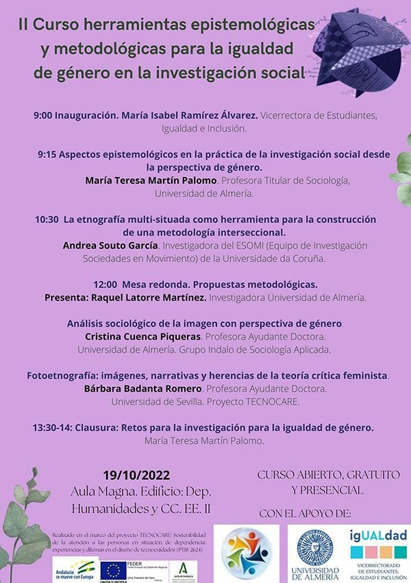 Tecnocare. II Edición Curso: Herramientas Epistemológicas y Metodológicas para la Igualdad de Género en Investigación Social